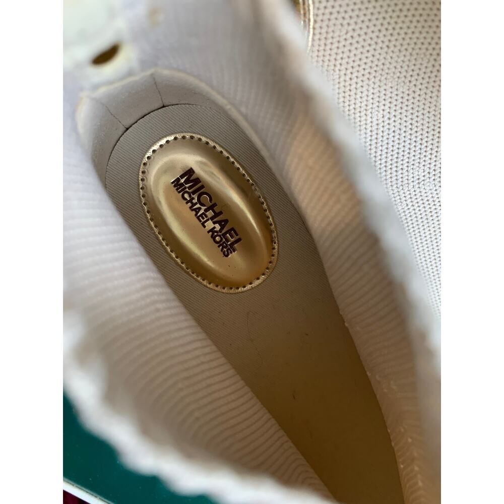 NEW Michael Kors Skyler Logo Cream and Gold Knit Ankle Boots Booties Size 10 - Picture 7 of 7